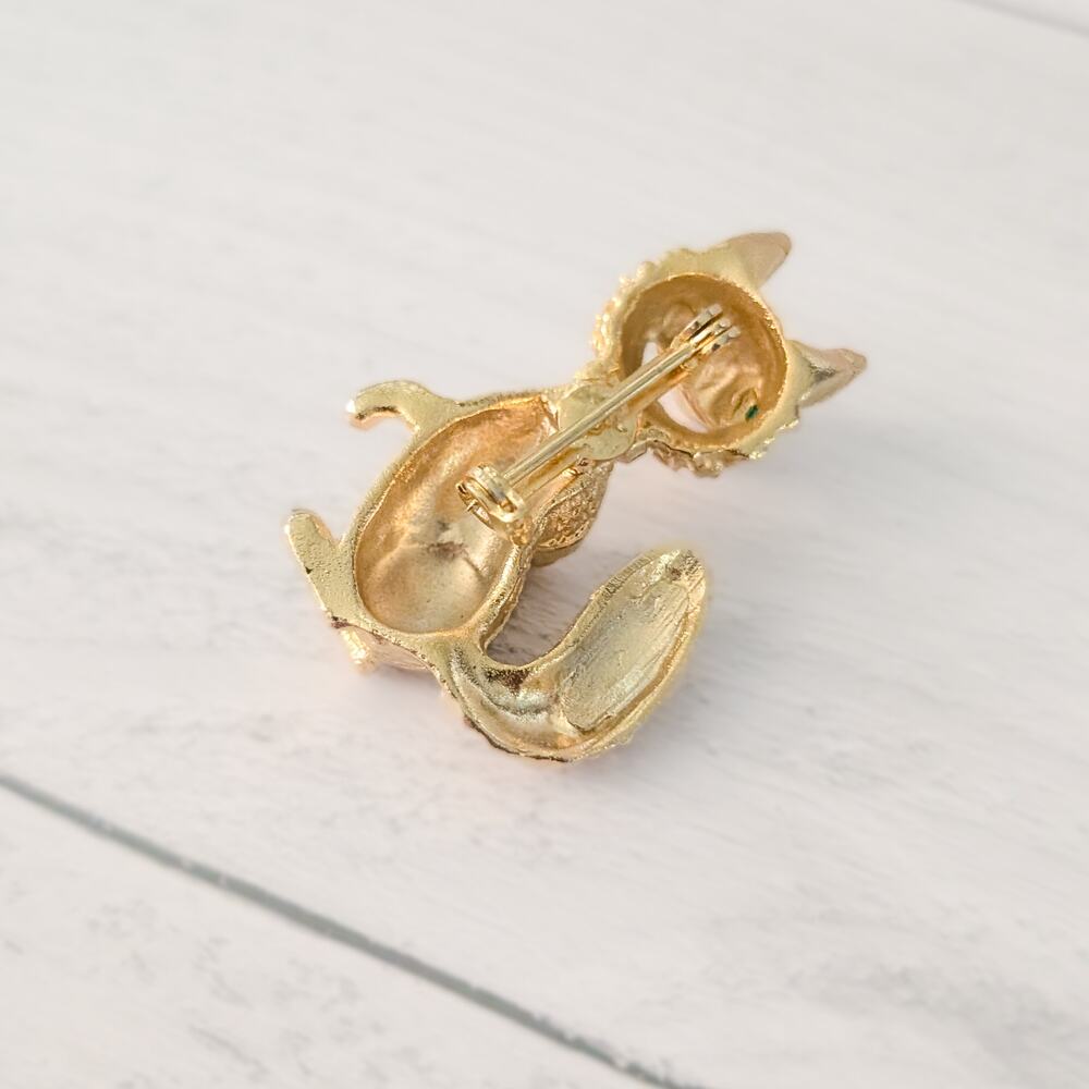 Vintage Brooch / Vintage Pin Gold Tone Fox Brooch - Cute - Picture 5 of 8